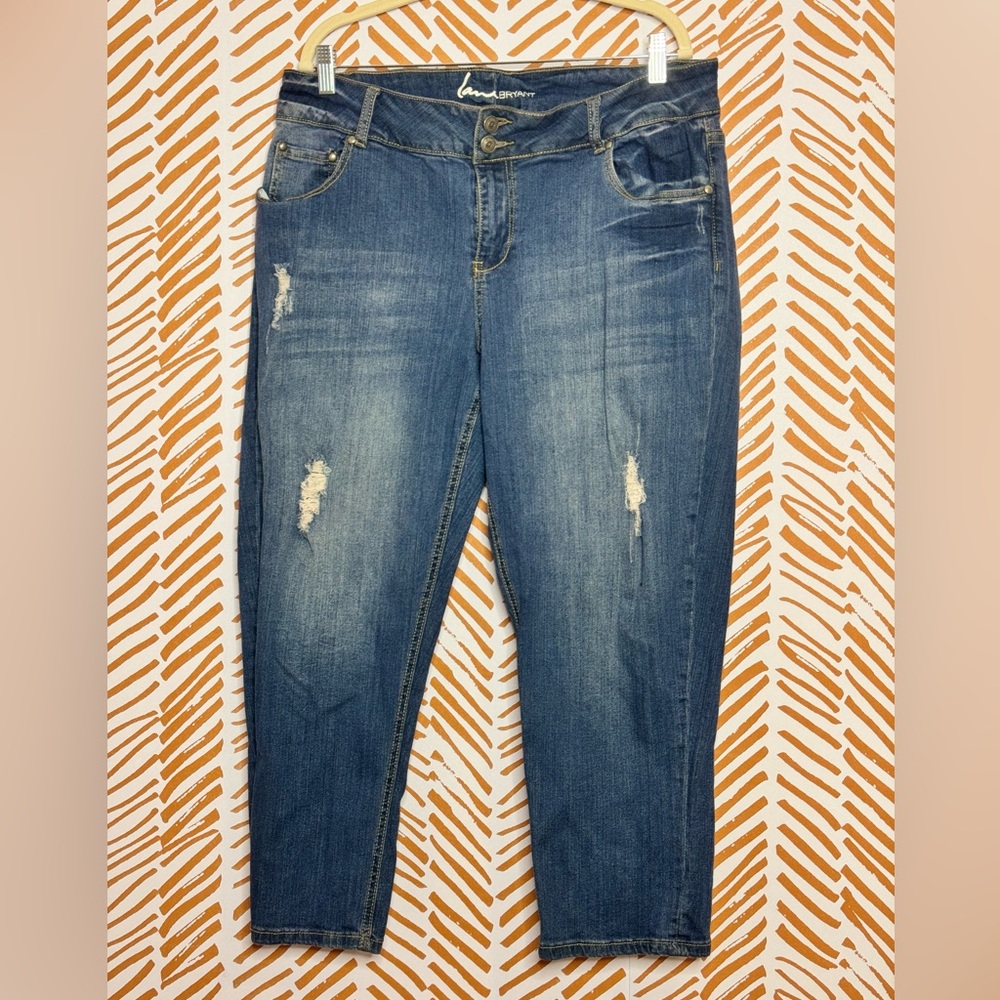 Lane Bryant Distressed Blue Straight Leg Jeans